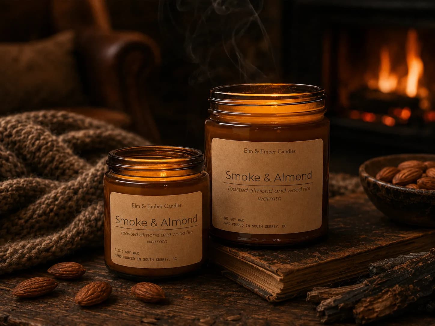 Smoke & Almond Website Image - Gourmand Soy Candle