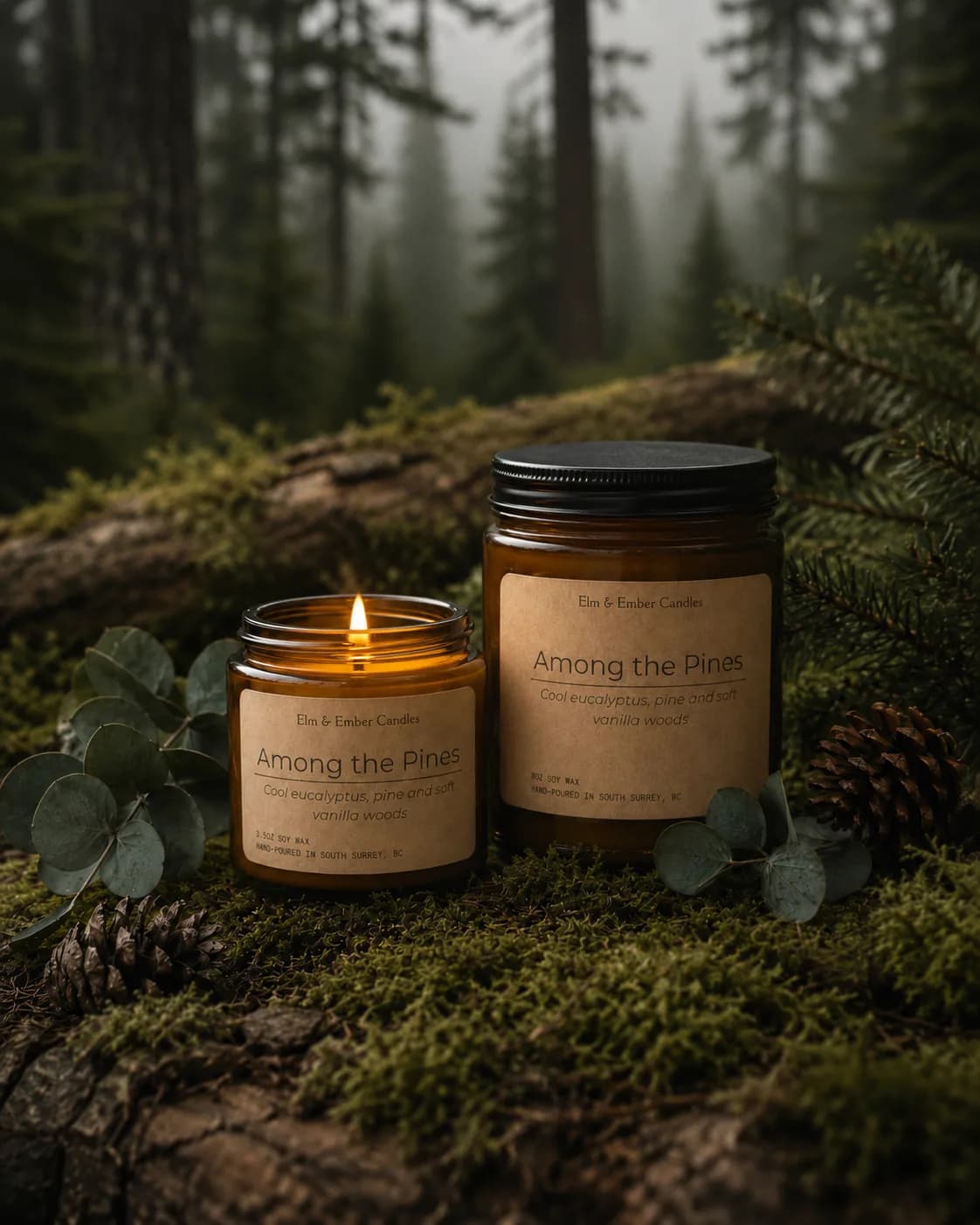 Among the Pines Website Image - Woodsy Soy Candle